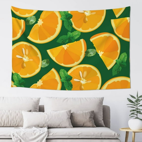 Xecao Orange Print Tapestry, Wall Hanging Room Funny Decor, Backdrop Room Decor for Bedroom Living Room dormitory