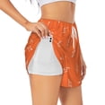 thumbnail image 1 of Xecao Orange lightning Double-Layer Running Shorts for Women, Perfect for Gym, Tennis, and More, Featuring a Convenient Pocket-XX-Large, 1 of 7