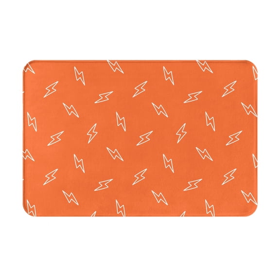 Xecao Orange lightning Pattern Bald Eagle Print Flannel Mat: Non-Slip, 16x24in, Ideal for Kitchen, Bedroom, Bath & Living Room