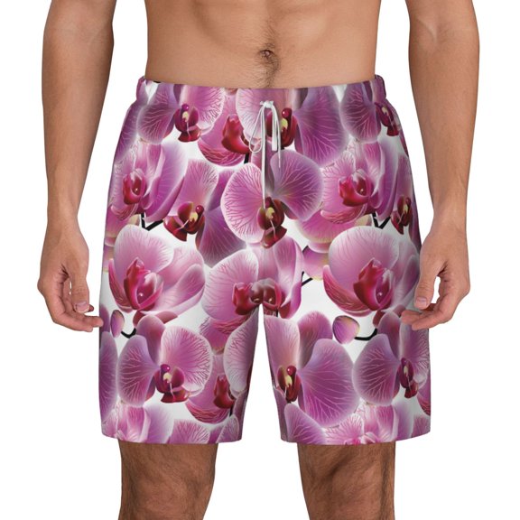 Xecao Orchids Flowers for Men's Swimming Trunks Swim Trunks Quick Dry Swim Shorts with Mesh Lining Funny Swimwear Bathing Suits