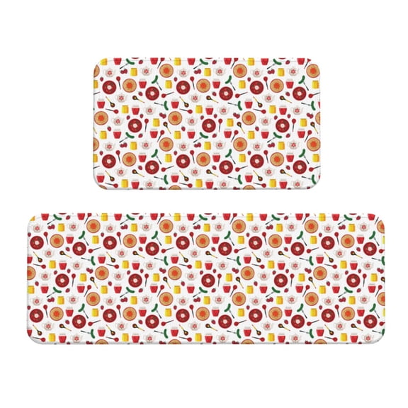 Xecao Oriental Cuisine Patten Kitchen Rugs and Mats Sets,2 Pieces Non-Slip Washable Rugs, Kitchen Mat for Floor,Suit for Kitchen Decor and Accessories