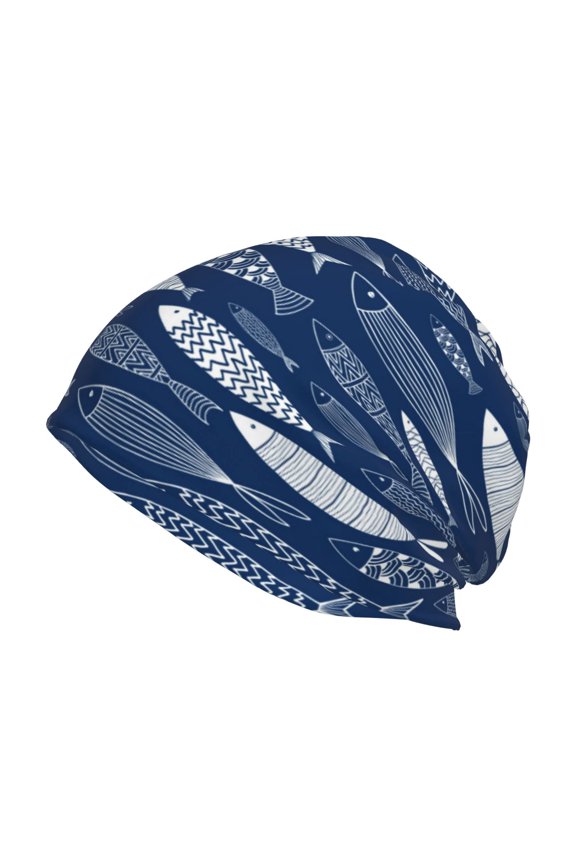 Ornamental Fish Print Knit Hat,Winter Beanie for Men Women, Beanie Soft Warm Ski Stocking Cuffed Cap