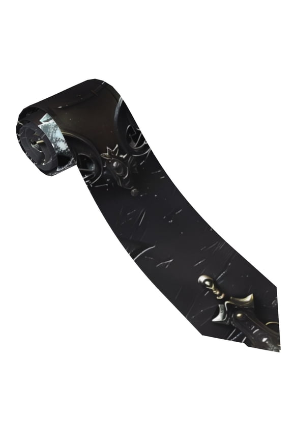 Ornate Dark Skull Book Print Tie For Men Necktie Woven Jacquard Neck Ties,Classic Men's Tie