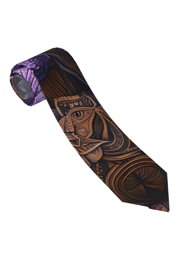 Ornate Purple Floral Vase Print Tie For Men Necktie Woven Jacquard Neck Ties,Classic Men's Tie