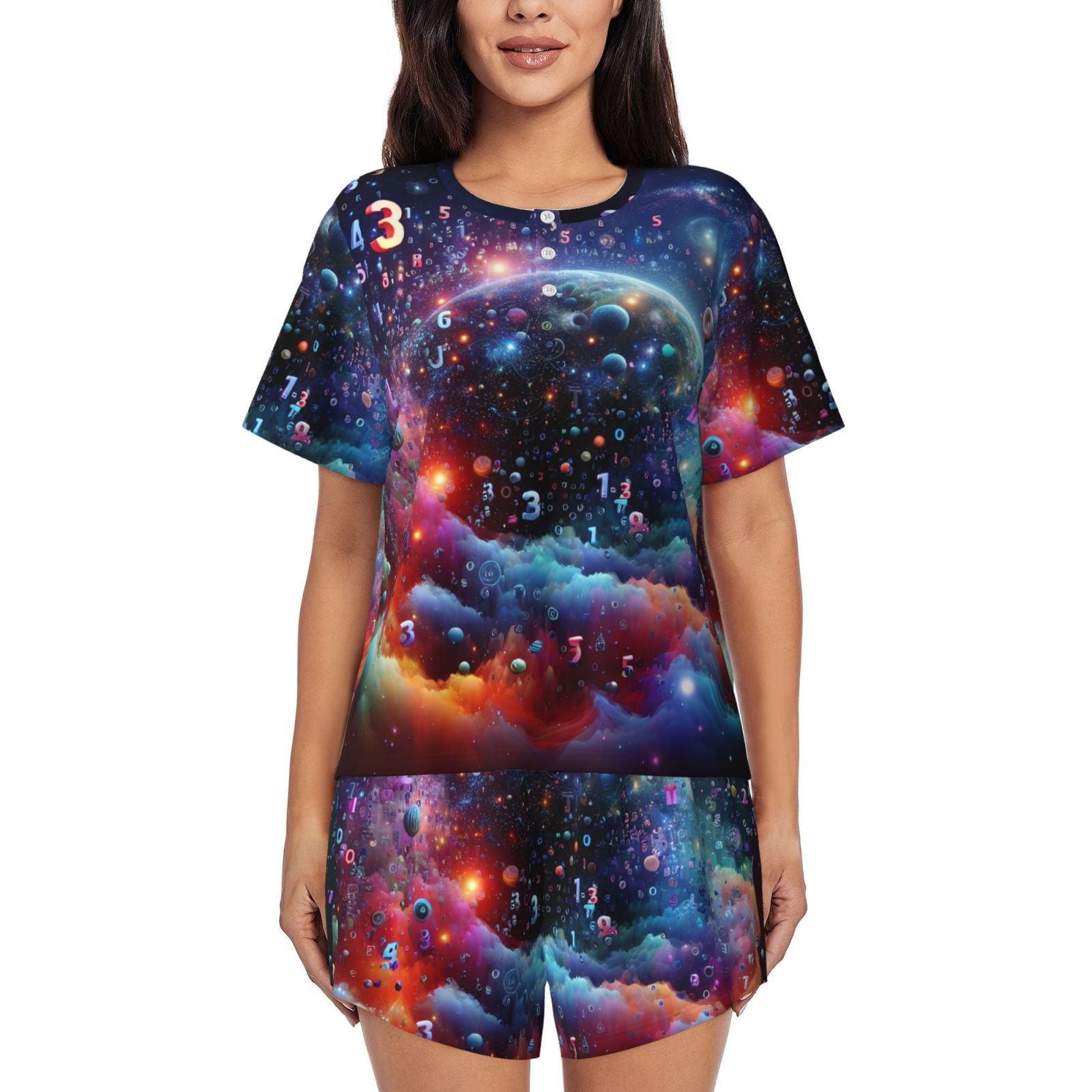 Xecao Outer Space Floating Numbers And Letters print Swimsuit for women ...