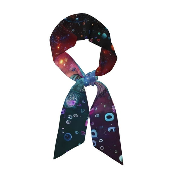 Xecao Outer Space Floating Numbers And Letters Pattern Large Satin Head Scarf - Satin Hair Scarves Silk Bandana Scarf Headscarf Silk Feeling Scarf for Women