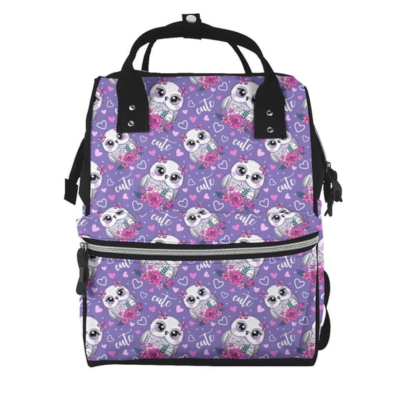 Xecao Owl And Flowers print Large Capacity Nappy Bag is a multi-functional waterproof travel backpack, perfect as a nursing bag or mummy backpack for women