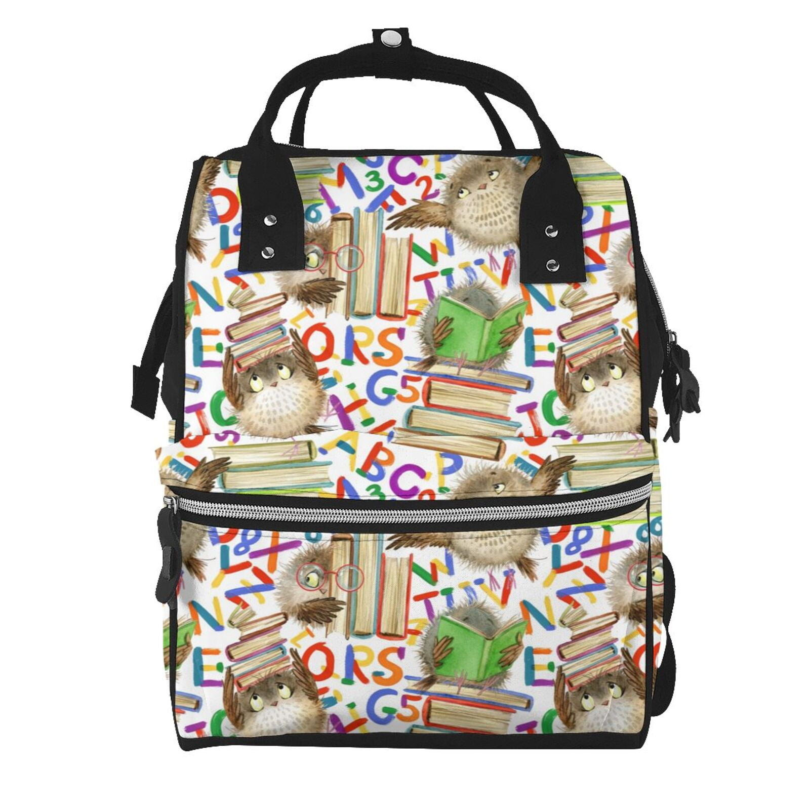 Xecao Owl Back To School print Large Capacity Nappy Bag is a multi-functional waterproof travel backpack, perfect as a nursing bag or mummy backpack for women