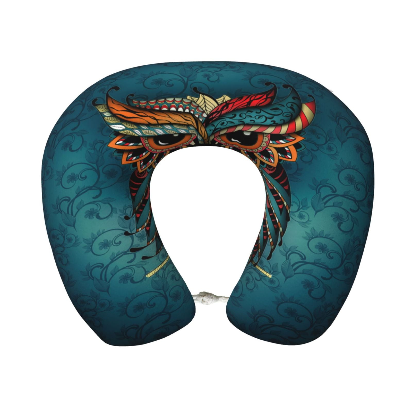 Xecao Owl In Blue Print Memory Foam Cervical Neck Pillow Versatile U-Shaped Pillows for Home,Office,Camping,Travelling,Soft Washable Cover