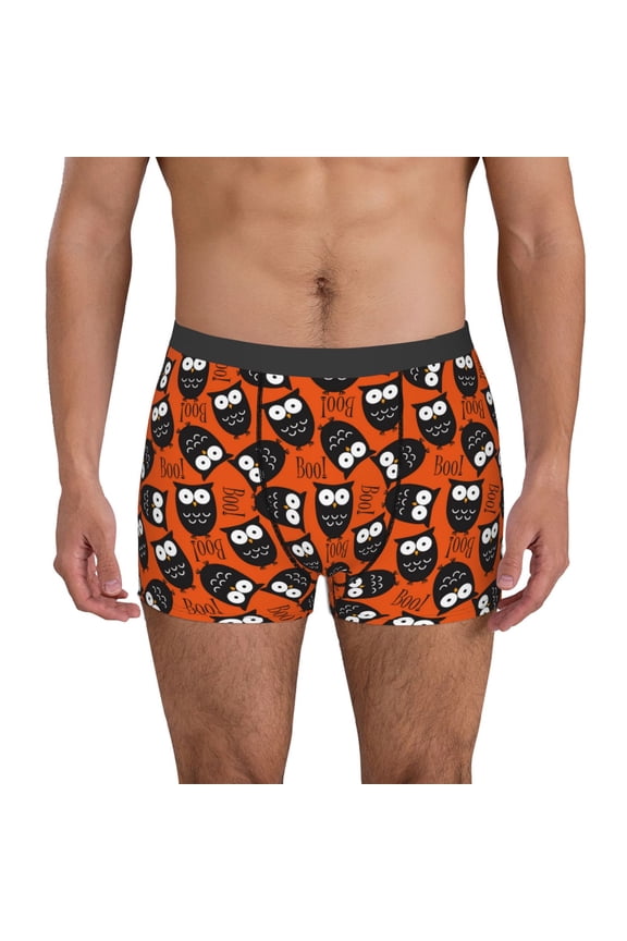 Owls And Boo Print Men's Underwear Boxer Briefs Pack - Your ComfortSoft, Moisture-Wicking, and Breathable Choice for Men's Underwear-Small