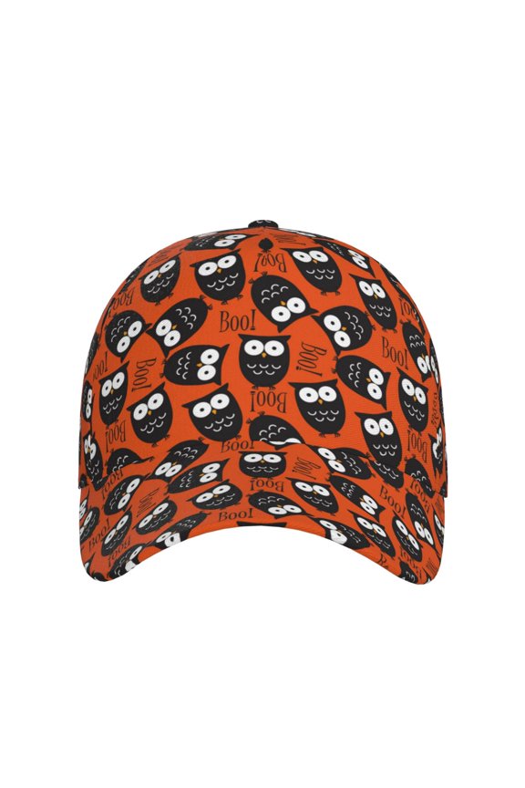 Owls And Boo for Baseball Cap: Unisex, crafted from classic polyester twill fabric, featuring a soft unconstructed design