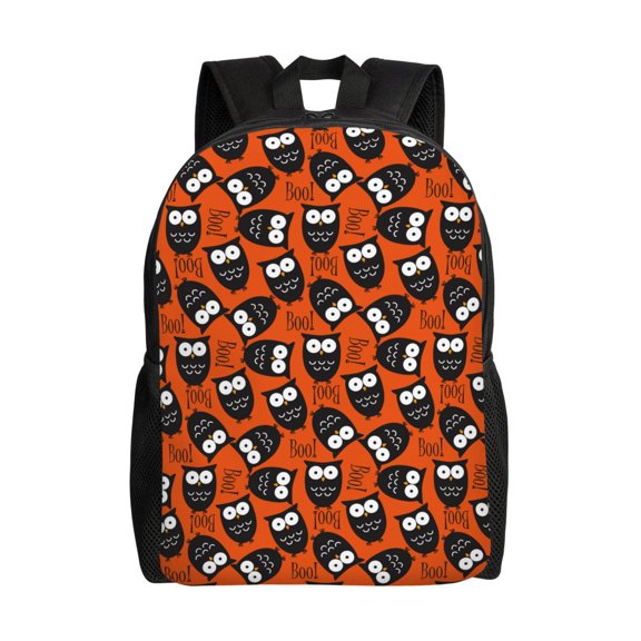 Xecao Owls And Boo Print School Backpack with Laptop Compartment Small Travel Laptop Backpack for Women Men Waterproof College Backpack Simple School Bag