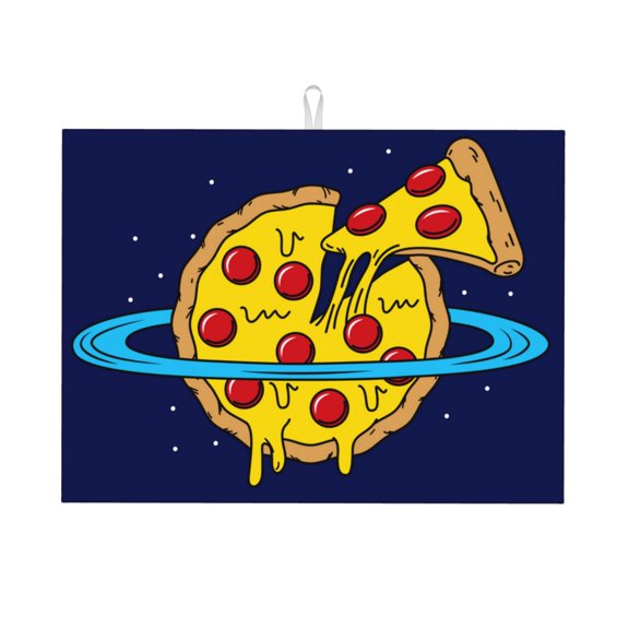 Xecao PLANETA EN FORMA DE PIZZA Patten Drying Mat,Dish Drying Mats for Kitchen Counter,Super Absorbent Dish Drying Pads 1824 Inch