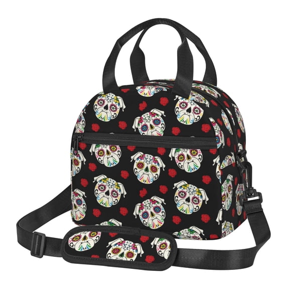Xecao PUG Print Insulated Lunch Box, Lunch Cags Lunch Bag Featuring An Adjustable Shoulder Strap