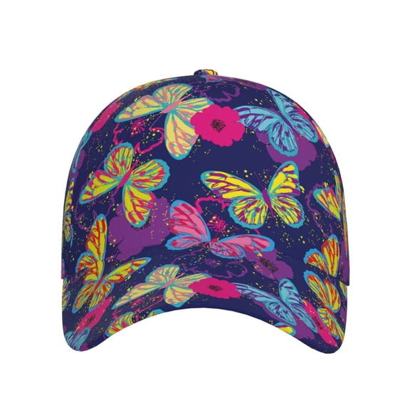 Xecao Paint Butterflies for Baseball Cap: Unisex, crafted from classic polyester twill fabric, featuring a soft unconstructed design