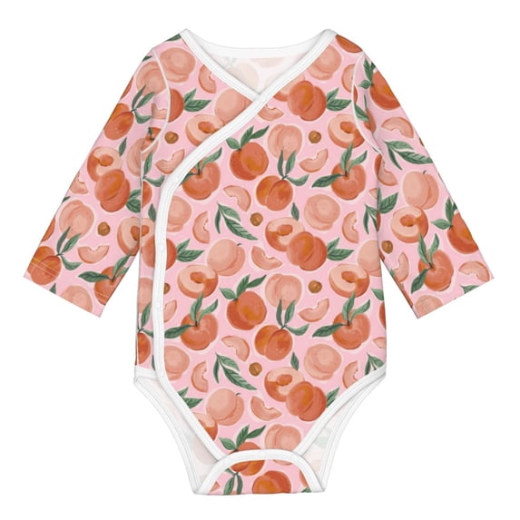 Xecao Painting Peach Print Baby unisex-baby Cotton Long-sleeve Bodysuits-3 Months