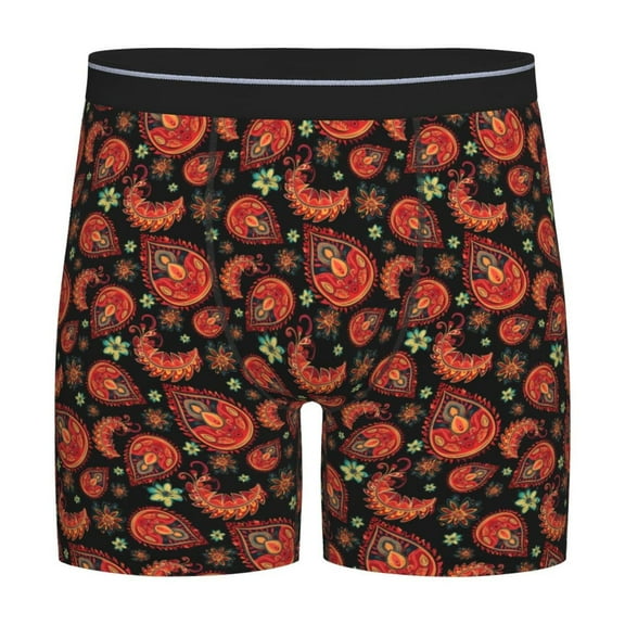 Xecao Paisley 5 Print Boxer Briefs for Men's Stretch Moisture-Wicking Underwear, Mid-Rise Classics breathable fabric