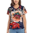 thumbnail image 1 of Xecao Paisley2 for Women's V-Neck T-Shirts-Elegant Half-Sleeve Tops Perfect for Summer-Large, 1 of 5
