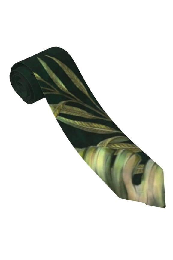 Palm Leaves And Exotic Birds Print Tie For Men Necktie Woven Jacquard Neck Ties,Classic Men's Tie