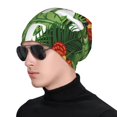 thumbnail image 1 of Xecao Palm Leaves And Tropical Flowers Print Beanie Knitted Hat for Men Women, Winter Fashion Knit Cuffed Caps Unisex, 1 of 7