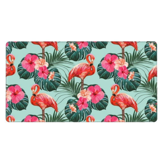 Xecao Palm Leaves Flamingo for Waterproof Mouse Pad - Extended Contour Mouse Mat, Large Gaming Mousepad Laptop Keyboard Mat with Non-Slip Rubber Base