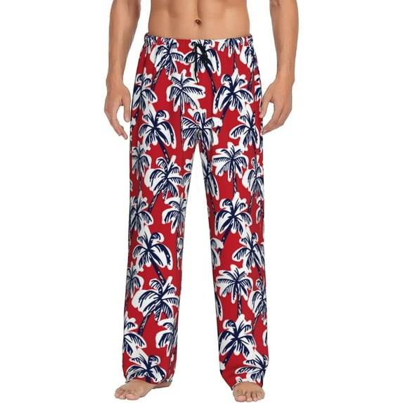 Xecao Palm Tree Pattern on Red Men's Straight Lounge Pajama Pants: The Ultimate in Comfortable Sleepwear