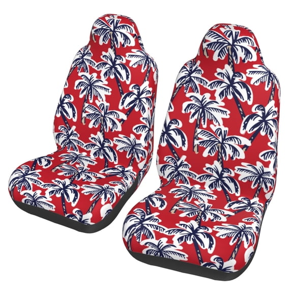 Xecao Palm Tree Pattern on Red Print Car Seat Cover in That Fits Most Cars, Vans, SUVs, and Trucks.