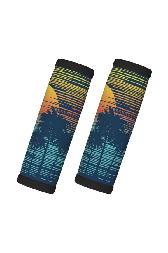 Palm Trees Print 2 Pack Luggage Handles Wrap Grips Identifiers Bright Luggage Markers, Unique Travel Essentials,Bright Luggage Markers