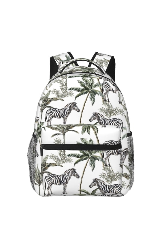 Palm Trees Zebra Backpack, a stylish and functional choice for both men and women, is the perfect basic bookbag for college, work, or travel