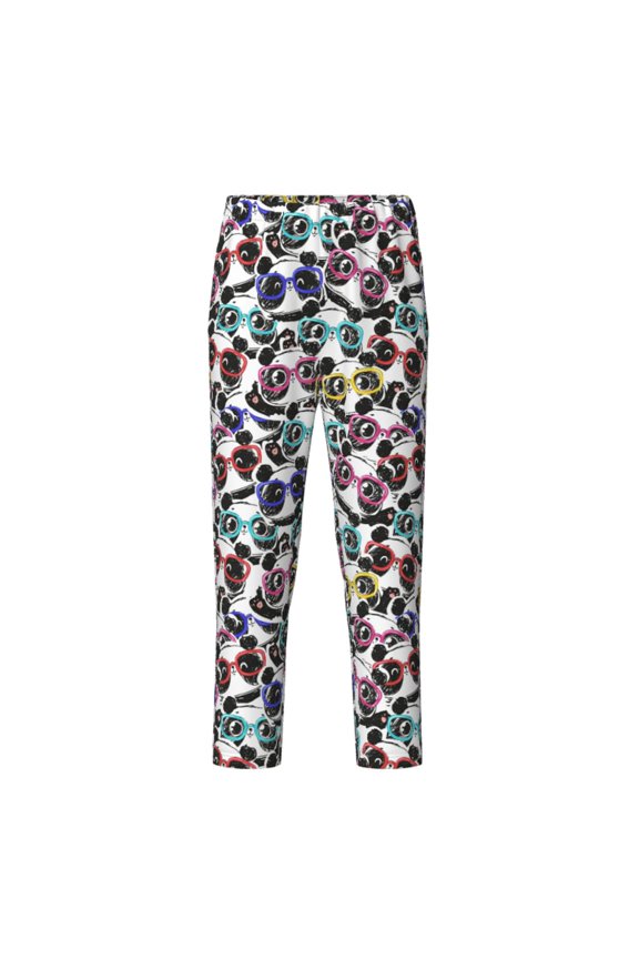 Panda And Glasses Print Teenagers' Pajama Pants Long Sleep Pants Soft Elastic Waist Pajama Bottoms Elastic waist with 2 Pockets 5-16 Years-Large