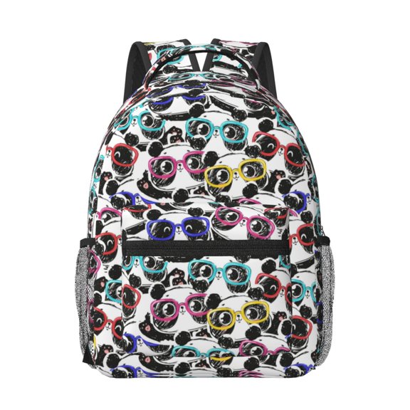 Xecao Panda And Glasses Travel Backpack: A spacious, stylish computer backpack ideal for men and women, perfect for college, school, or daily travels