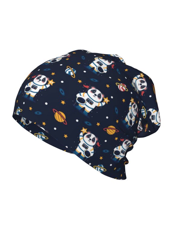 Panda Astronaut Print Beanie Hat Toddler Girls Boys, Baby Hats Winter Warm Knitted Thermal, Kids Winter Caps