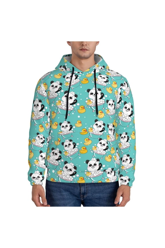 Panda Bathing In The Bath Pattern Men's Adult Pullover Hoodie,Hooded Sweatshirt-XX-Large