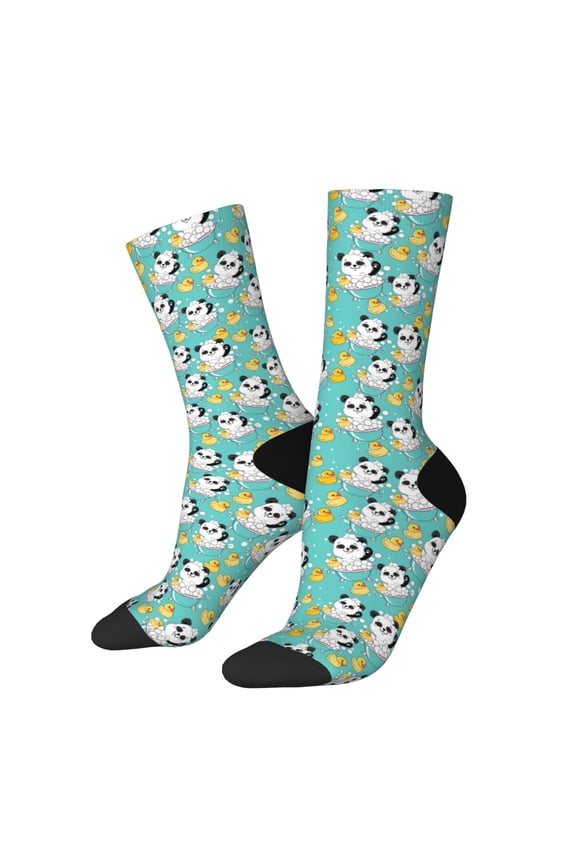 Panda Bathing In The Bath Pattern Sport Socks for Women and Men Crew Socks Sporty Calf Socks Casual Socks