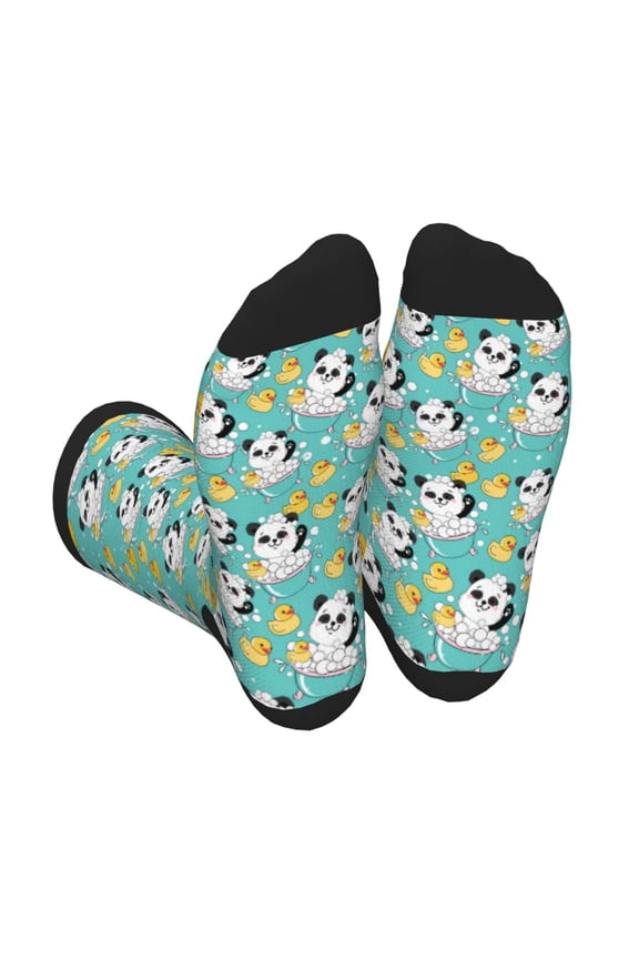 Panda Bathing In The Bath Print Crew Socks for Men and Women, Men's Soft Moisture-wicking Sock