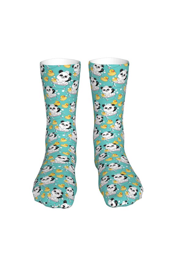 Panda Bathing Print Fashion No Heel Casual Crew Socks Cushioned Breathable for Men Women - Moisture wicking,Not easy to fade Suitable for daily