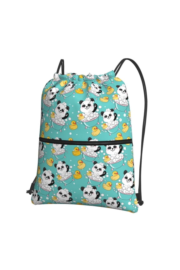 Panda Bathing for Drawstring Bags,Pull String Backpack Bags,String Bag Sackpack
