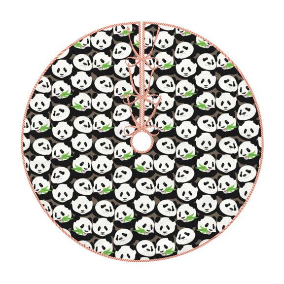 Xecao Panda Bear Pattern Christmas Tree Skirt Round Xmas Tree Mat Base Cover for Holiday Home Decorations-48"