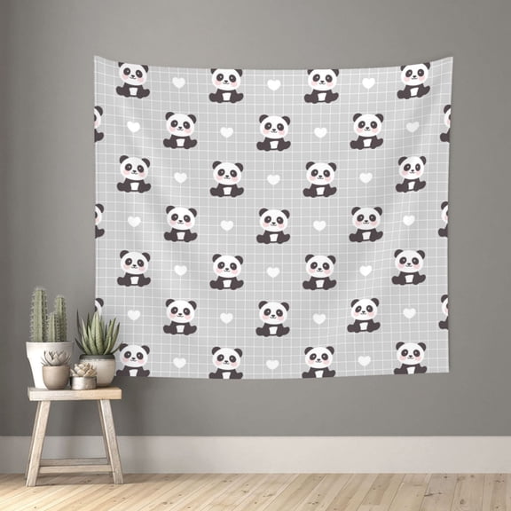 Xecao Panda Bear patten Tapestry 60x51 Inches Wall Hanging Poster Tapestry for Living Room Bedroom Home Decor