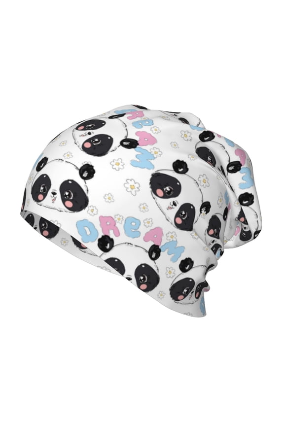 Panda Bear1 Print Beanie Hat Toddler Girls Boys, Baby Hats Winter Warm Knitted Thermal, Kids Winter Caps