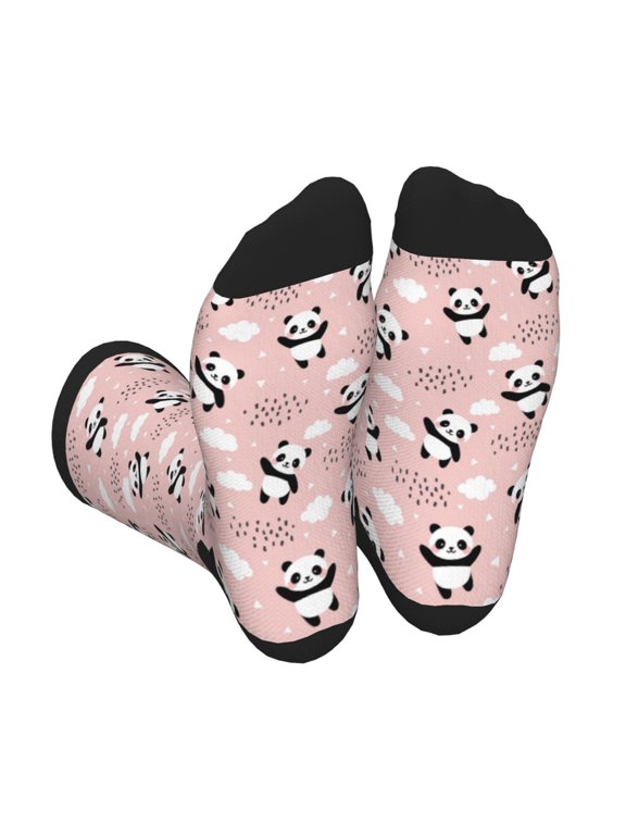 Xecao Panda Flying in the Sky (2) Print Crew Socks for Men and Women, Men's Soft Moisture-wicking Sock