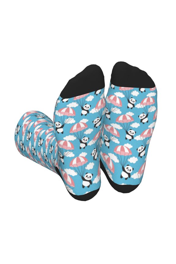 Panda Flying in the Sky Print Crew Socks for Men and Women, Men's Soft Moisture-wicking Sock