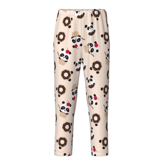 Xecao Panda Ice Creams Donuts Print Teenagers' Pajama Pants Long Sleep Pants Soft Elastic Waist Pajama Bottoms Elastic waist with 2 Pockets 5-16 Years-XS(5-6)