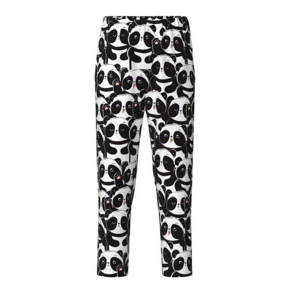 Xecao Panda Print Teenagers' Pajama Pants Long Sleep Pants Soft Elastic Waist Pajama Bottoms Elastic waist with 2 Pockets 5-16 Years-Large