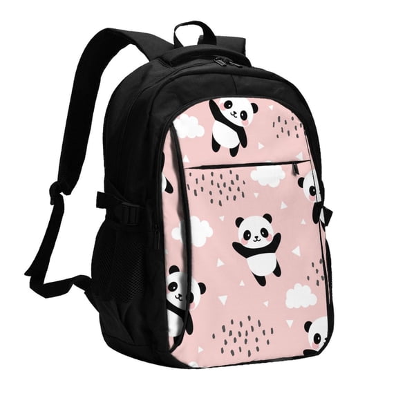 Xecao Panda for Travel Laptop Backpack, USB-Charging-Enabled, Spacious Business Backpack for Men and Women,College School Computer Bag