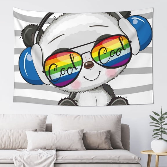 Xecao Panda with Sun glasses Print Tapestry, Wall Hanging Room Funny Decor, Backdrop Room Decor for Bedroom Living Room dormitory