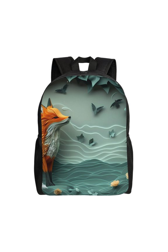 Paper Fox Crow Fantasy Print School Backpack with Laptop Compartment Small Travel Laptop Backpack for Women Men Waterproof College Backpack Simple School Bag