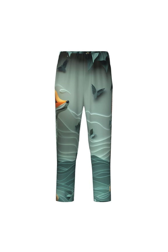 Paper Fox Crow Fantasy Print Teenagers' Pajama Pants Long Sleep Pants Soft Elastic Waist Pajama Bottoms Elastic waist with 2 Pockets 5-16 Years-Medium