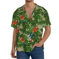 thumbnail image 1 of Xecao Parrots And Tropical Leaves Men's Casual Short-sleeved Shirt, a button-up collared shirt with a pocket-XX-Large, 1 of 5