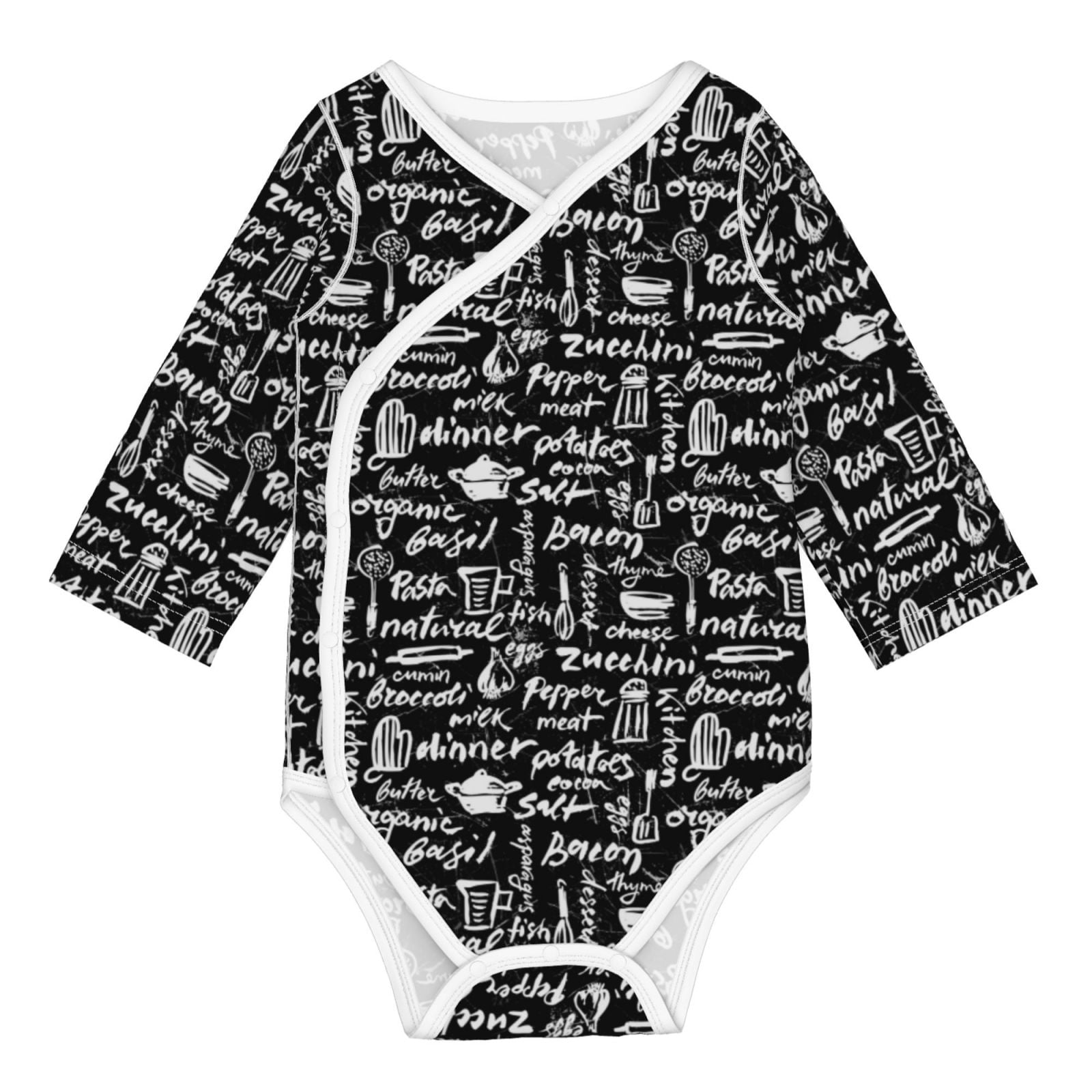 Xecao Pasta Bacon Print Baby unisex-baby Cotton Long-sleeve Bodysuits-3 Months